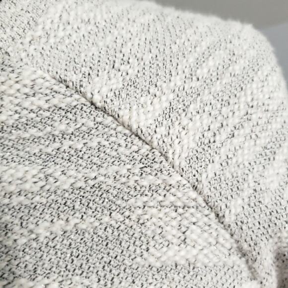 Ann Taylor LOFT Gray Ivory Silver Metallic Long Sleeve Zipper Sweater Large - Picture 6 of 9